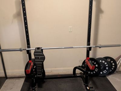 Complete Home Gym Setup – Rack, Bench, Barbell & 245 lb of Plates
