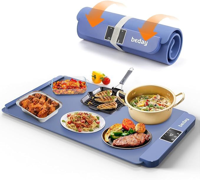 Electric Warming Tray-Full Surface Heating,Rollable & Portable,Silicone Nano-Mat