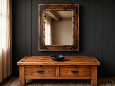 Rustic Coffee Table With Drawers And Mirror