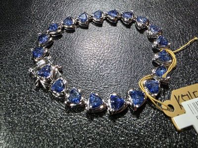 Natural Tanzanite Tennis Bracelet – 14.68 CTW Tanzanite – Sterling Silver – GGA Appraised $2,590