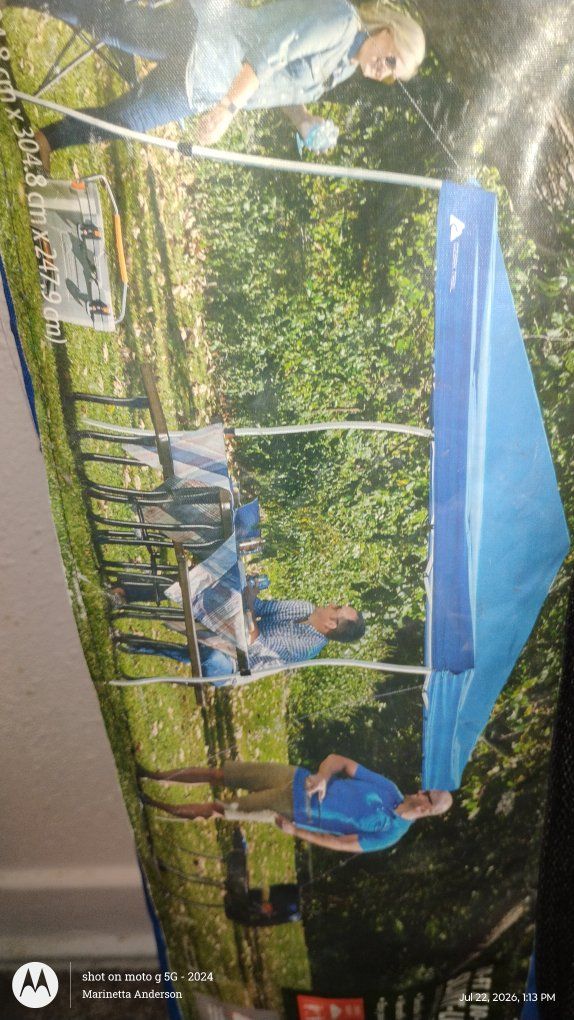 Ozark Trail 10x10 Instant Slant Leg Canopy - Blue, 64 sq ft shade, UPF 50+