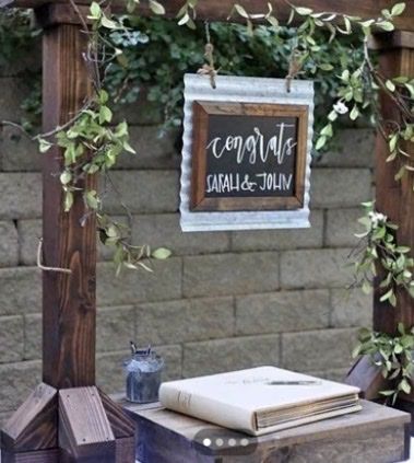 Rustic Dark Wood Banner & Sign Holder Stand with Two Chalkboards