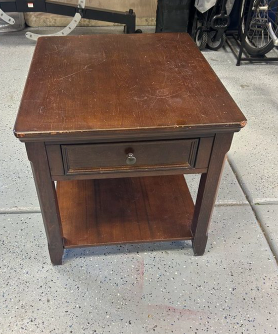 Solid Wood End Table with Drawer & Shelf – Great Condition – $75 OBO