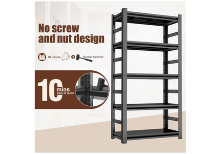 New in Box 5-Tier Metal Bookshelf, 72 Inch Tall Industrial Bookcase, Heavy Duty Storage Shelf