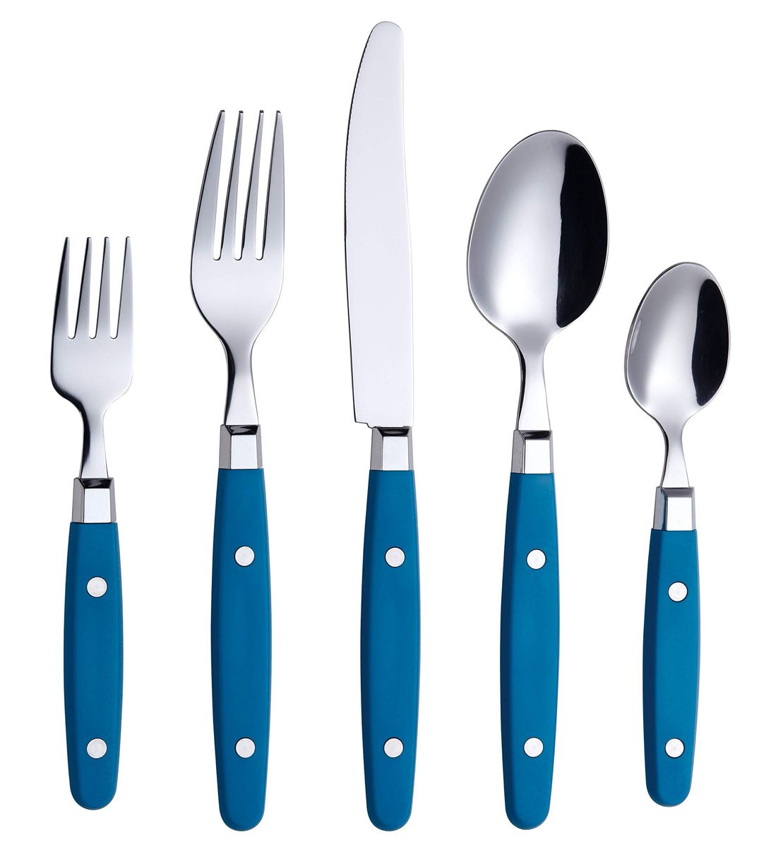 Annhova Flatware Cutlery Set Stainless Steel Blue Handles 20-Piece