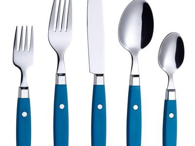 Annhova Flatware Cutlery Set Stainless Steel Blue Handles 20-Piece