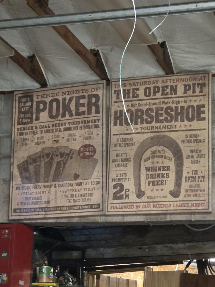 Vintage Style Poker & Horseshoe Tournament Posters From The Historic Bigelow in Ogden Utah - Mic's Saloon East & The Open Pit Ad