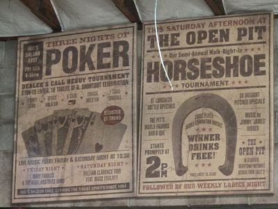 Vintage Style Poker & Horseshoe Tournament Posters From The Historic Bigelow in Ogden Utah - Mic's Saloon East & The Open Pit Ad