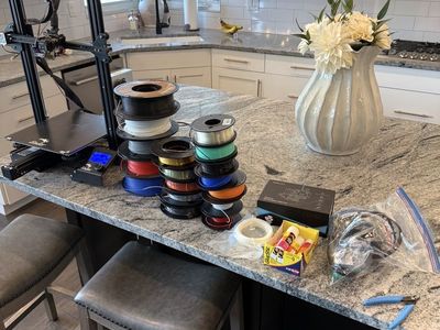 Creality Ender 3 Max 3D Printer with Sprite Pro Extruder, Auto Leveling, plus various filament spools
