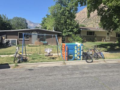 kids bikes swing set juggle gym