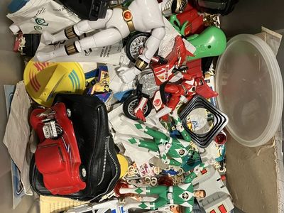 Box full of old power ranger toys