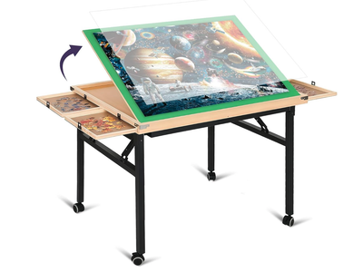 New in Box Foldable Puzzle Table with Drawers, 3-Angle, 33.74''*25'', Felt Surface for 1500Pcs,