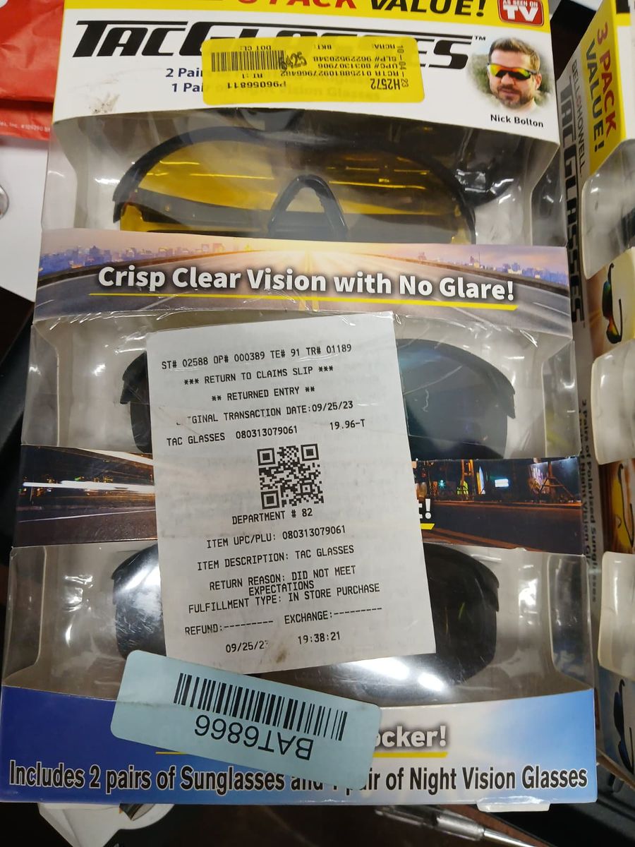 Tac Glasses 3-Pack: 1 Sunglasses, 2 Night Vision - Crisp Clear Vision with No Glare