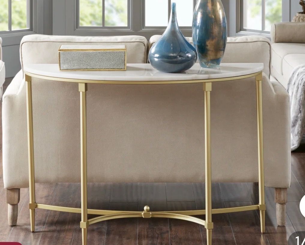 Marble Top Half-Moon Console Table