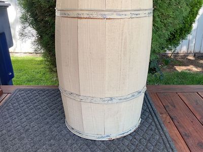 Pale Yellow Wood Barrel/ Metal Strap