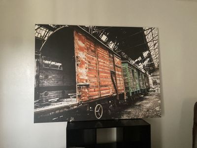 Industrial Train Car Canvas Wall Art - Large Rusty Freight Car Print