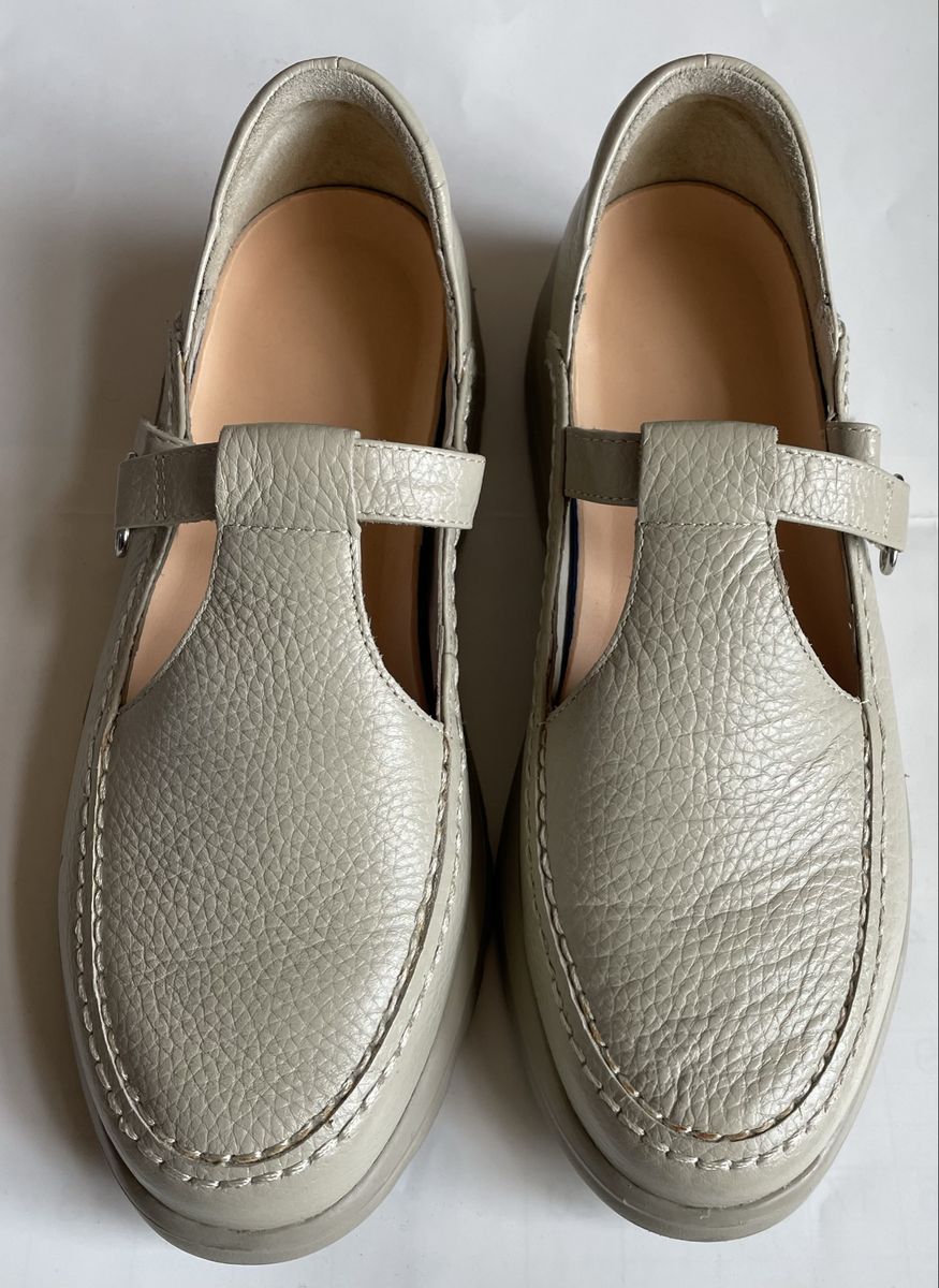 Dr. Scholl's Lulu T-Strap Mary Jane Shoes - Size 8.5M - Beige Leather Comfort Flats - New