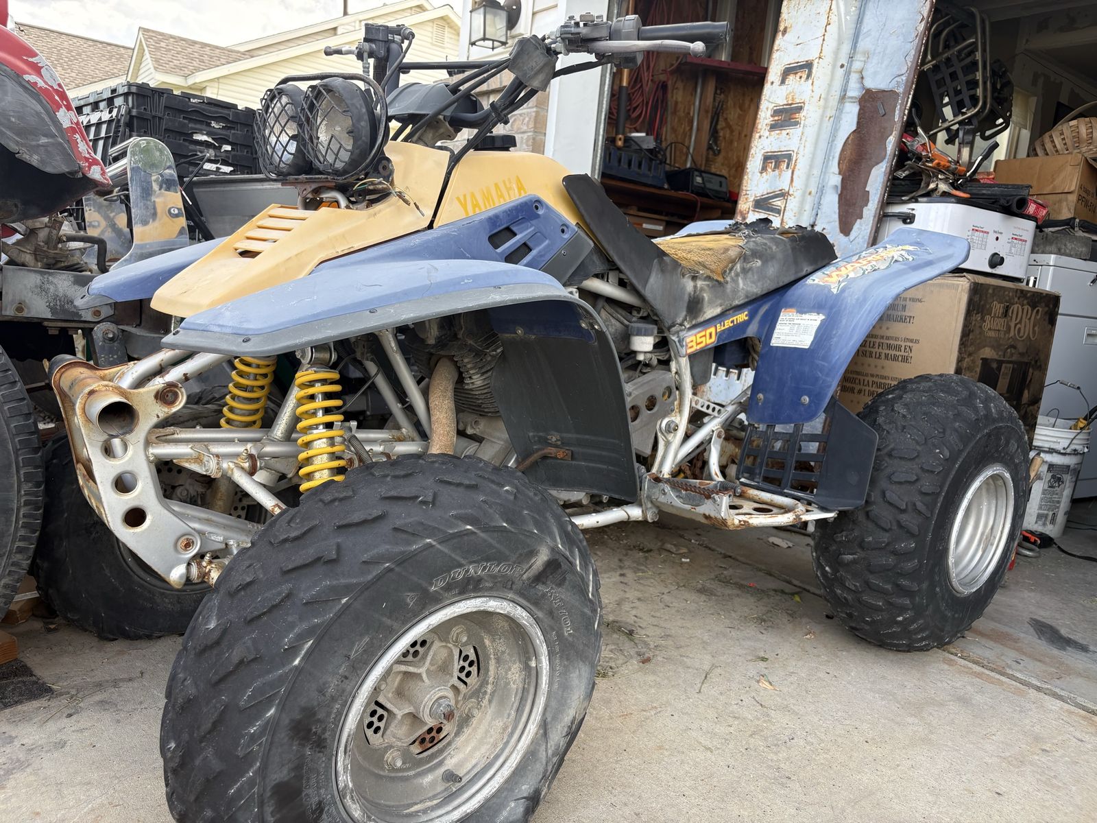 Yamaha Warrior 350 Electric Start ATV - Blue / Yellow