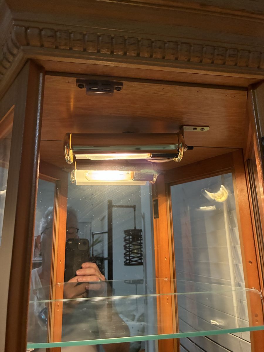 Used Corner Curio Cabinet Glass Display Shelves and Interior Lighting