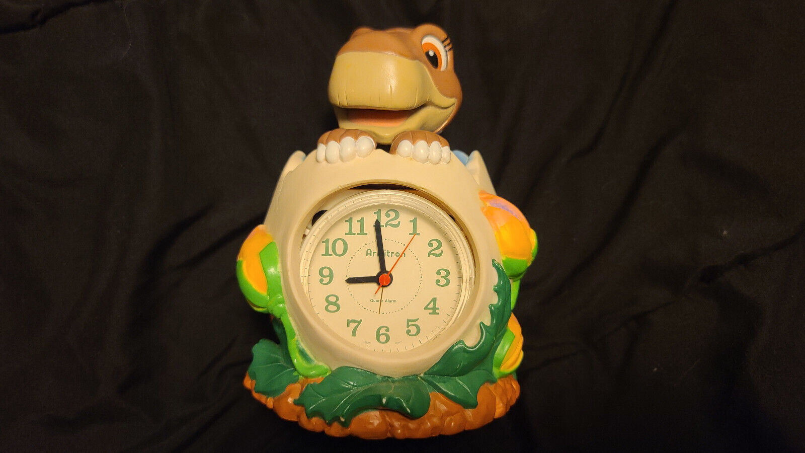 The Land Before Time Littlefoot Alarm Clock Armitron 1988 WORKING Missing Top