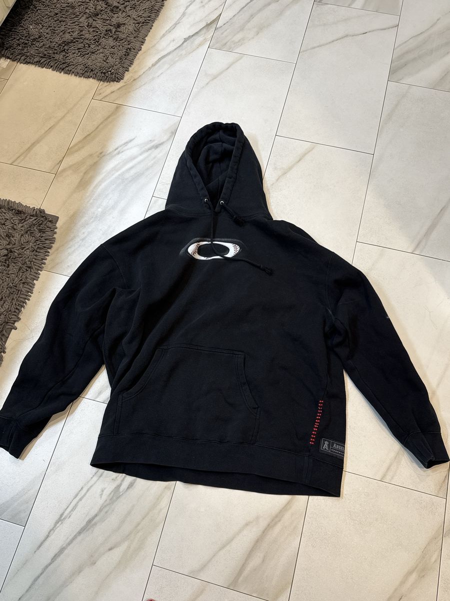 Oakley Los Angeles Angels MLB Baseball Graphic Black Pullover Hoodie XL