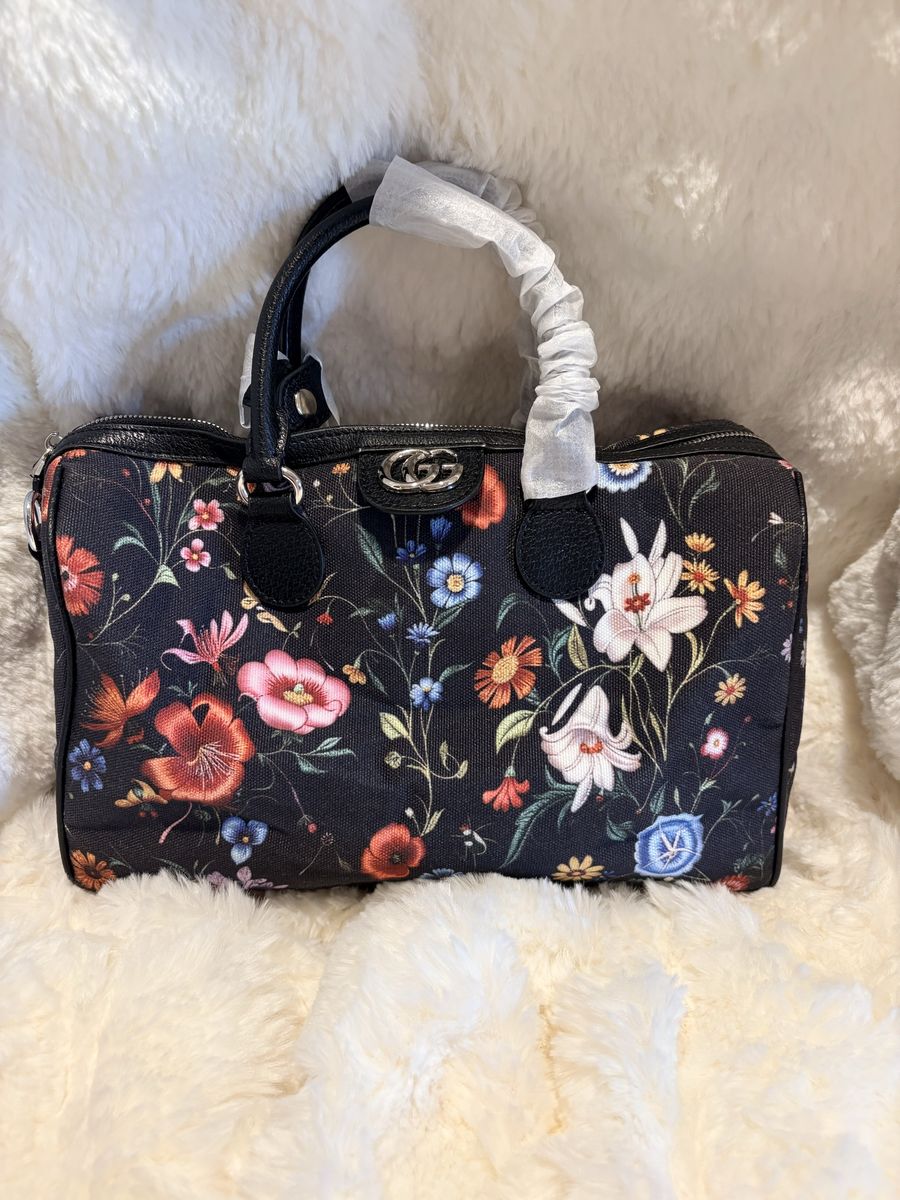 Beautiful GG Inspired Floral Black Bag
