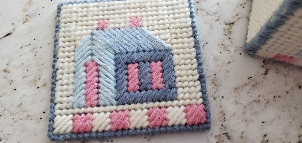 Vintage Handmade Counted Crosstich Coasters