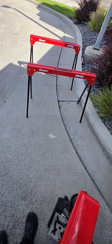 BAUER 29 in. Steel Folding Sawhorse, 600 lb. Capacity