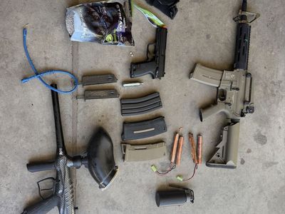 Airsoft & Paintball Gun Kit: Rifle, Pistol, Paintball Marker, Magazines, BBs, Holster