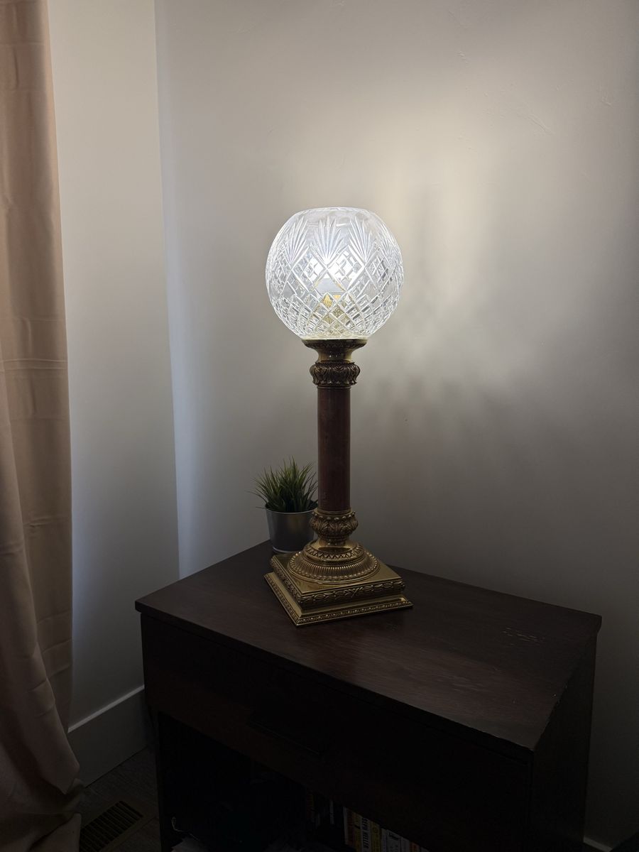 Vintage Marble and Crystal Globe Lamp $150