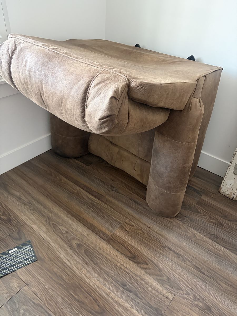 Brown Faux Suede / Leather Reclining Armchair