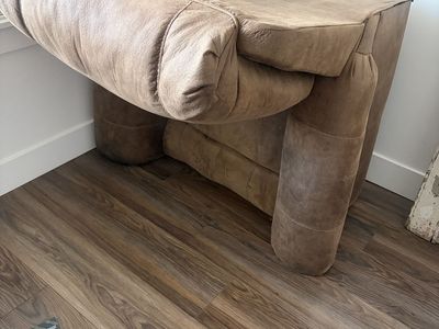 Brown Faux Suede / Leather Reclining Armchair