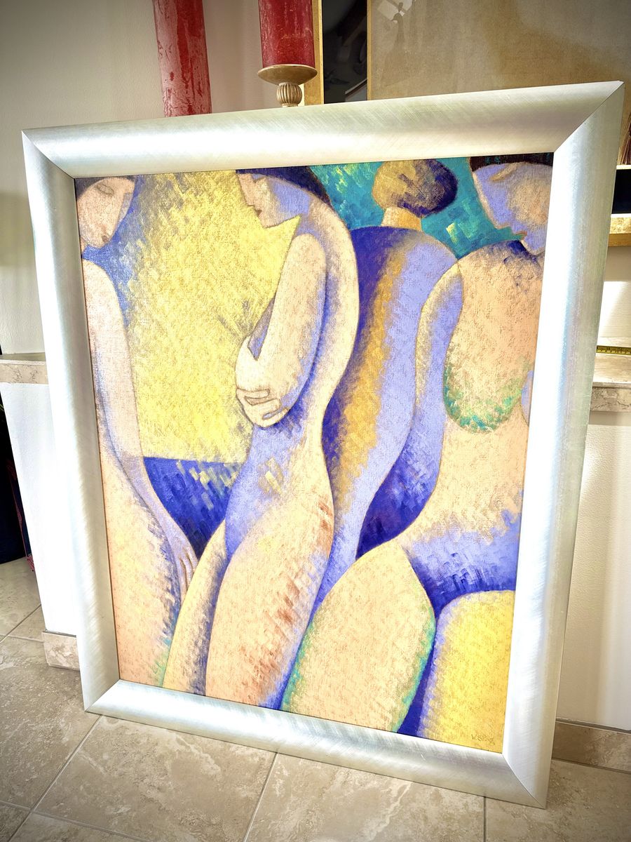 HUGE Original Oil on Canvas Modern Art Painting - 57"H X 47"W