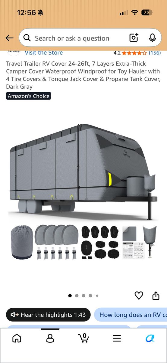 New inbox, RV 24-26ft 7-Layer Extra-Thick Travel Trailer RV Cover - Waterproof, Windproof, Dark Gray