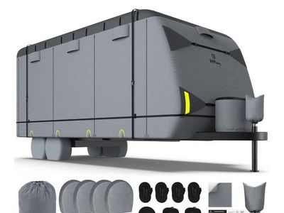 New inbox, RV 24-26ft 7-Layer Extra-Thick Travel Trailer RV Cover - Waterproof, Windproof, Dark Gray