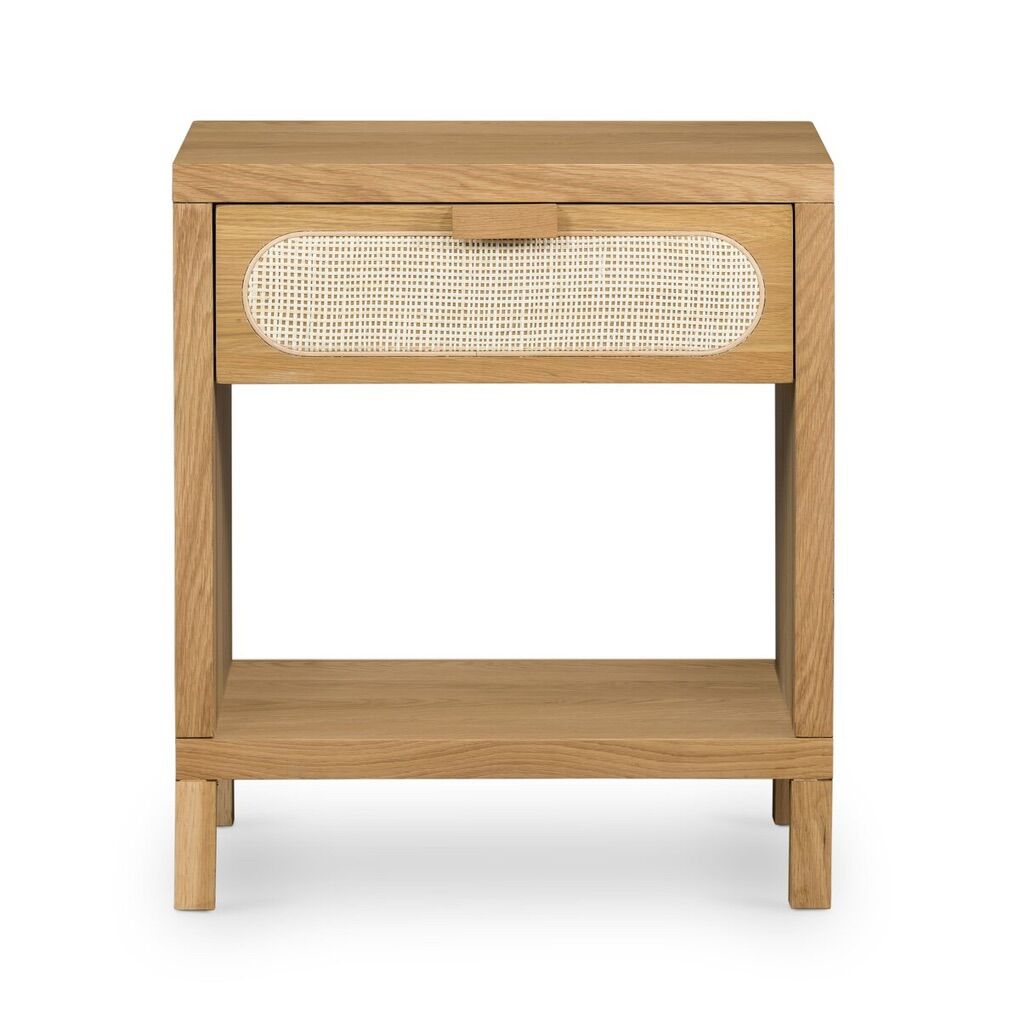 Allegra Four Hands Oak & Ratan Nightstand