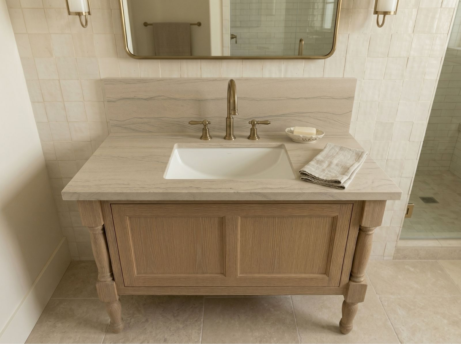 NEW Mustang Quartzite Bathroom Vanity Countertop with Backsplash