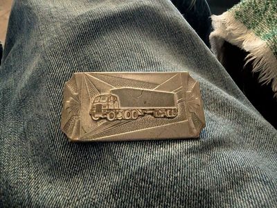 Vintage Hook-Fast Trucker Belt Buckle - Pat. Off. Engraved Semi-Truck Design