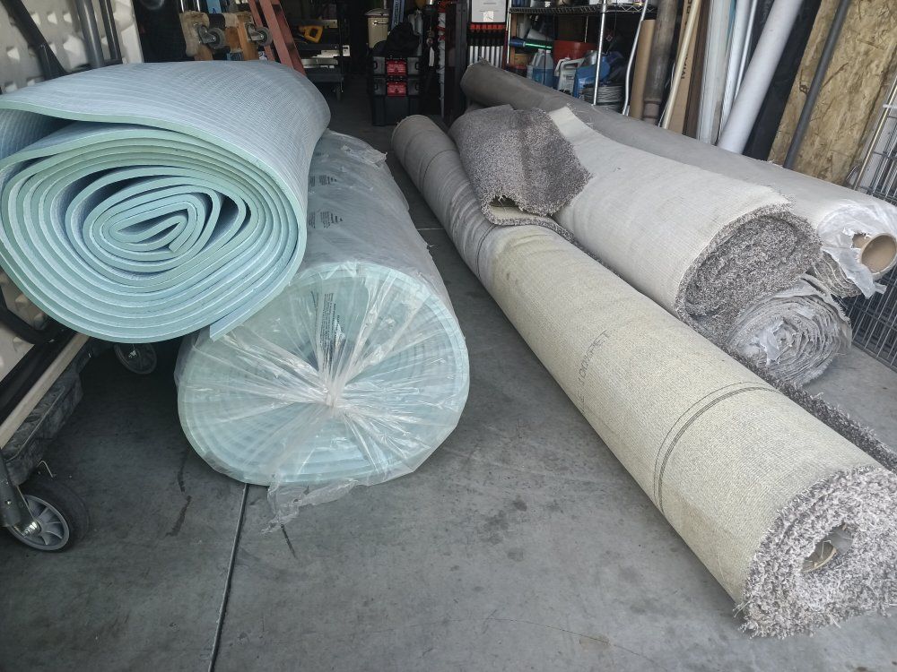 Rolled Carpet Remnants & Padding - Assorted Sizes & Colors for Home or Business