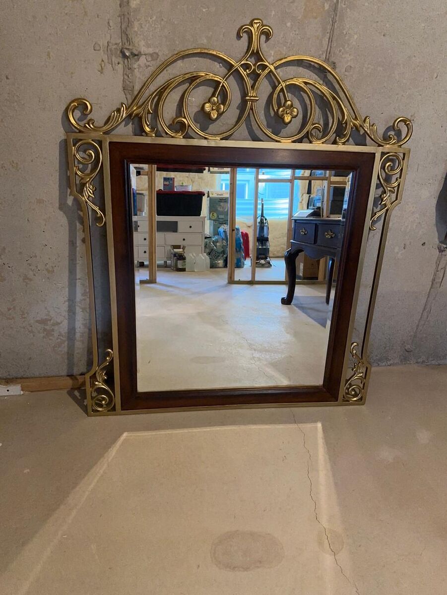 Large Ornate Wall Mirror – Gold & Wood Frame (44” x 53”)