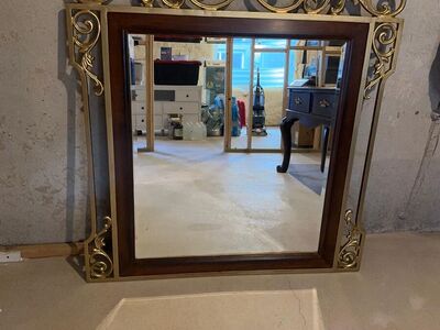 Large Ornate Wall Mirror – Gold & Wood Frame (44” x 53”)
