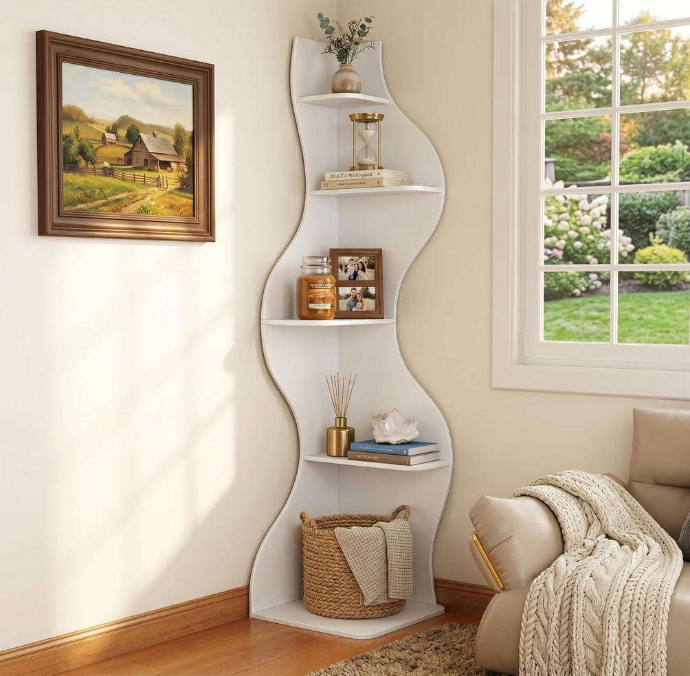 Modern 5-Tier Corner Art Display Shelf / Book Shelf - New in Box