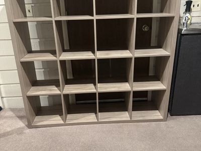 IKEA KALLAX 4x4 Shelf Unit, White Stained Oak Effect, 57 7/8" Square Cube Storage