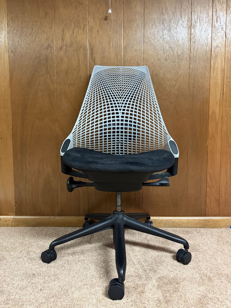 Herman Miller Sayl Ergonomic Office Chair with no arms - White Grid Back, Black Seat & Base