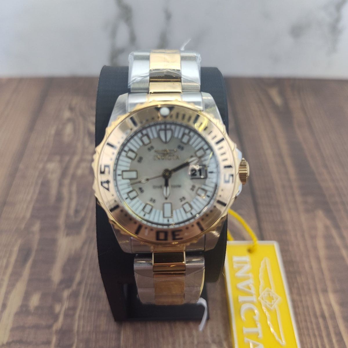 Invicta Pro Diver Swiss Ronda 585 Caliber Women's Watch w/ Mother of Pearl Dial - 30mm, Gold (6895)
