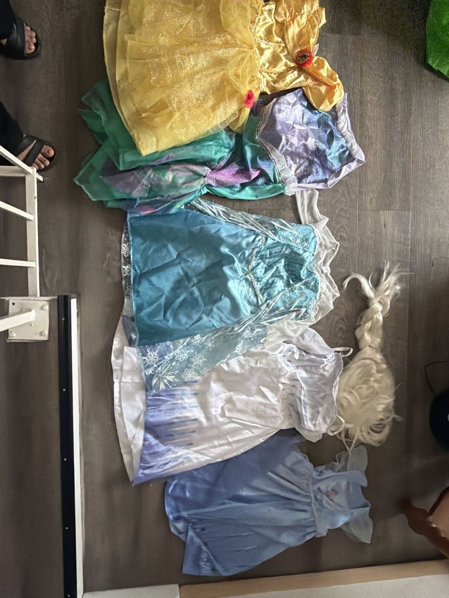 Girls' Princess & Mermaid Costume Dress Lot - Belle, Elsa, and Ariel (Size 4-6)