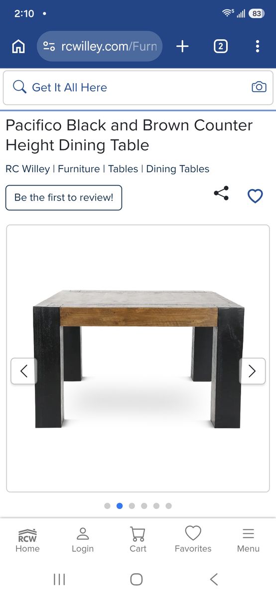 Brand new caramel and black square counter height dining table
