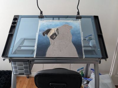 Adjustable Glass Artist Drafting Table w/Chair