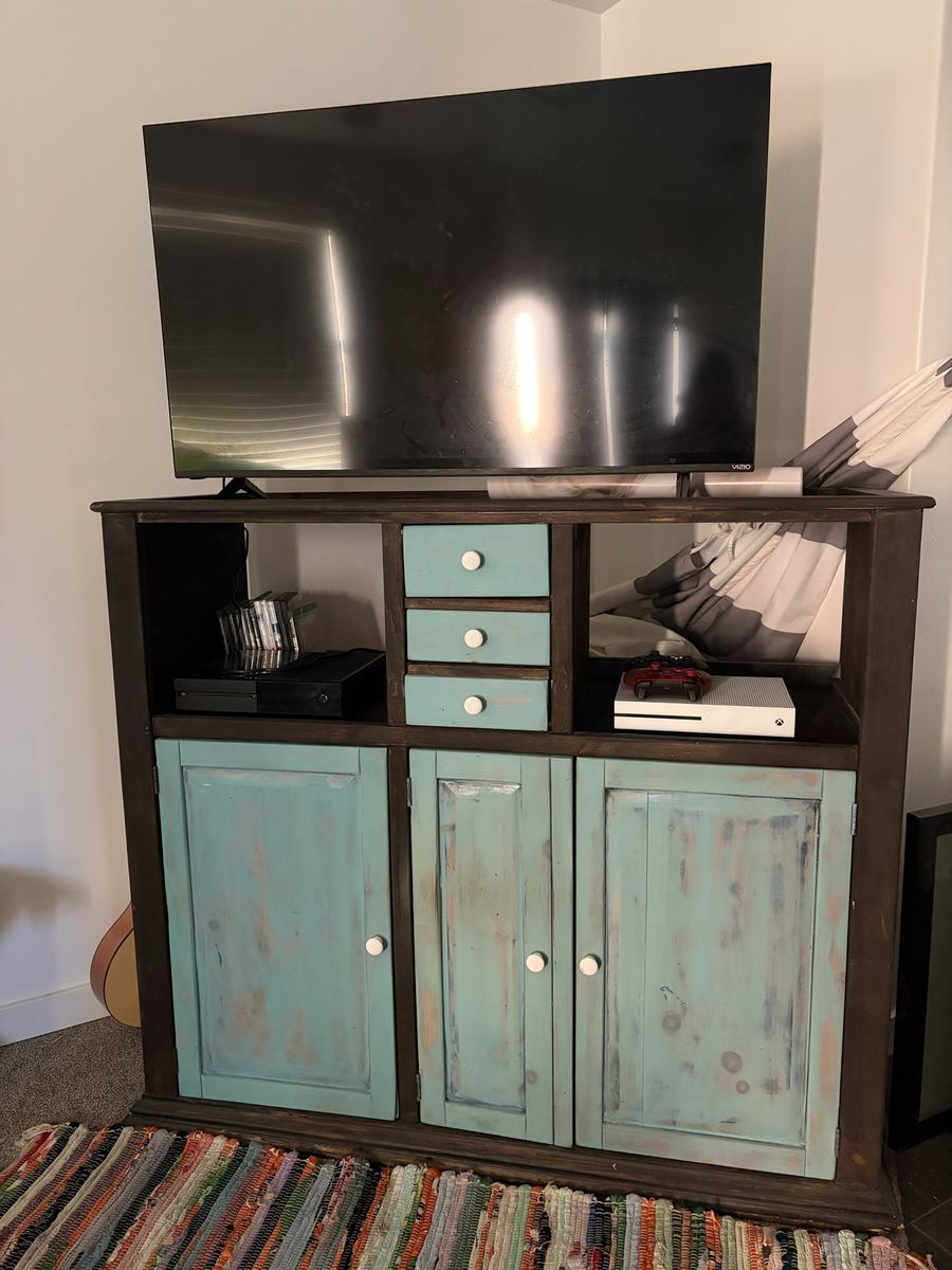 Rustic Distressed Entertainment Center / Media Console with Storage