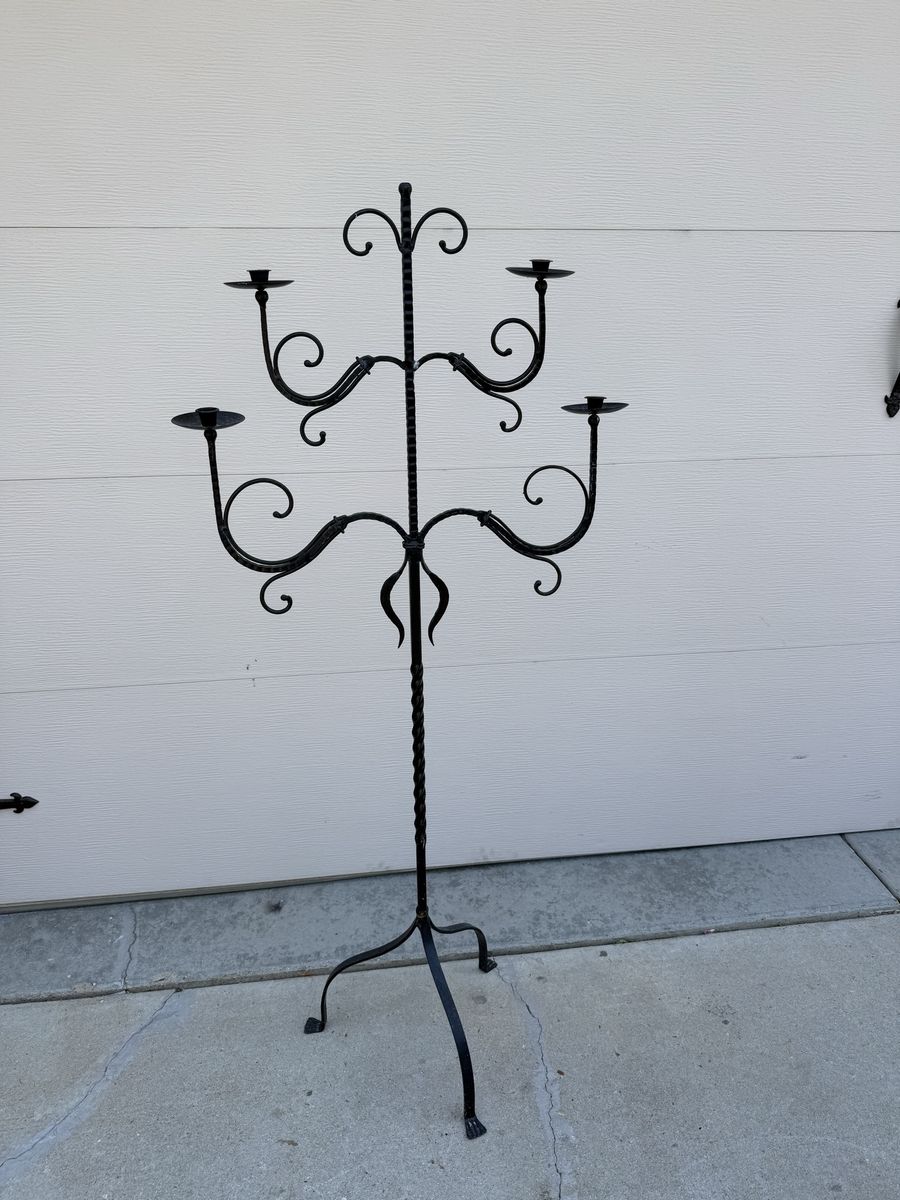 Very unique wrought iron candelabra we used for a wedding 59.5 T 26.5 W gothic Halloween